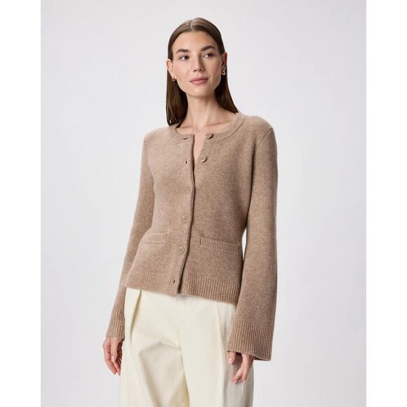 Quince Sweaters - Quince Mongolian Cashmere Structured Cardigan Sweater in Oatmeal Size XS